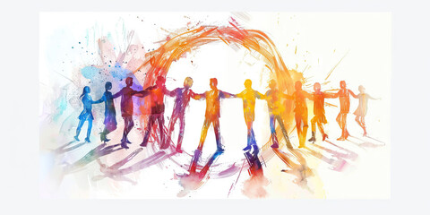 Community Support: The Circle of People and Embracing Arms - Visualize a circle of people with embracing arms, illustrating the support and compassion that religious communitie