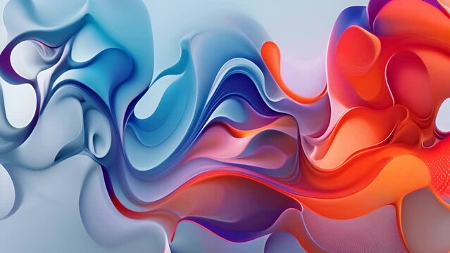 A parametric equation of meticulous abstract mesh line art in light blue and red colors on white background around,generative ai