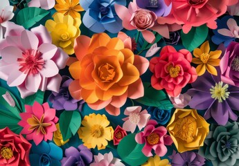 Colorful Paper Flower Background for Joyful Designs