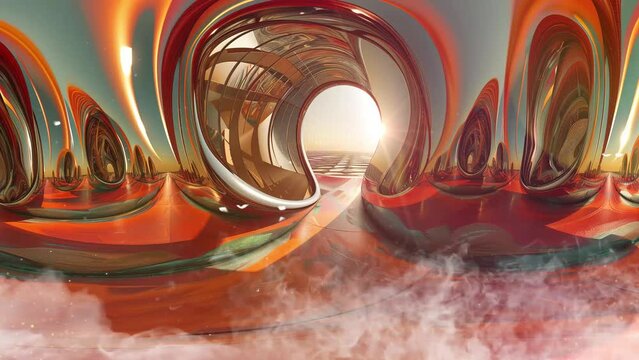 illustration 3d rendering vr 360 panorama abstract. seamless looping overlay 4k virtual video animation background