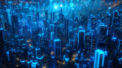 Obraz premium Cityscape with Neon Arch