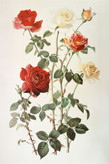 1900年代の植物画風のイラスト
