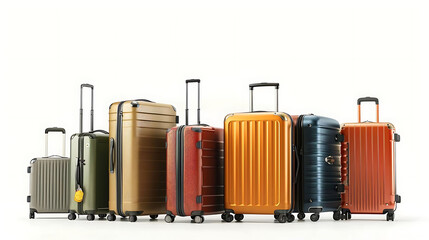 travel essentials a variety of suitcases with black, brown, orange, and red handles, as well as bla