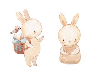 Watercolor bunny illustration for kids