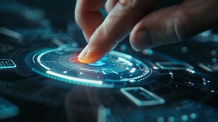 Hand Pressing Button on Touch Screen Interface