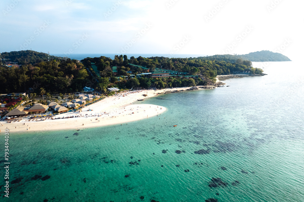 Canvas Prints Sea and island aerial view in the evening, Koh Lipe