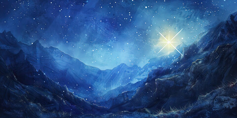 Dark Valley and Guiding Star - Picture a dark valley with a guiding star shining overhead, illustrating the hope and guidance that religion can provide during times of sadness