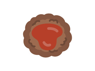 惣菜のハンバーグのアイコン（線画カラー）のイラスト