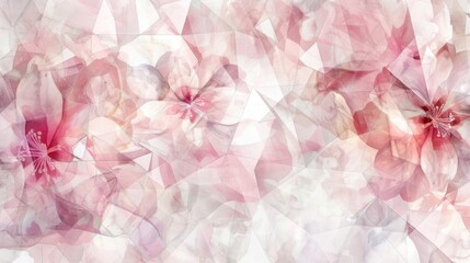 Abstract Floral Geometric Fusion Background in Soft Pink Tones