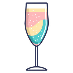 Vector depiction of celebratory champagne icon, perfect for event invitations or beverage menus.