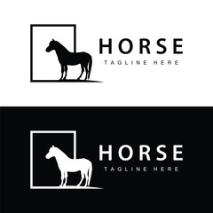 Wild Horse Logo Farm Design Silhouette Simple Vector Illustration Template