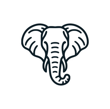 The elephant line art icon logo. Vector illustration.