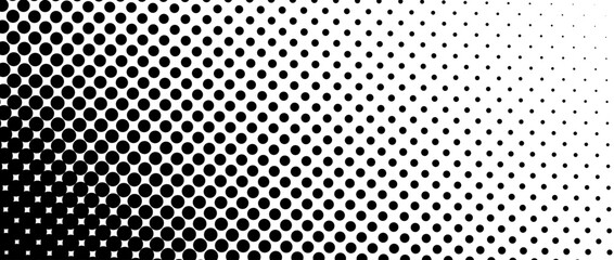 Dotted halftone diagonal texture. Fading polka dot tint gradient background. Repeating dots gradation pattern. Black vanishing comic pop art overlay backdrop. Raster effect wallpaper. Vector © vika_k