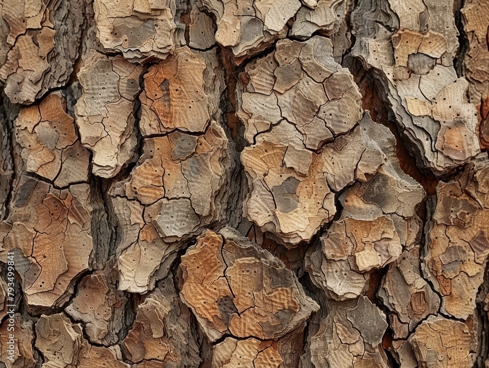 Poster detailed and tactile patterns emerge from the rough surface of tree bark in a deep forest setting