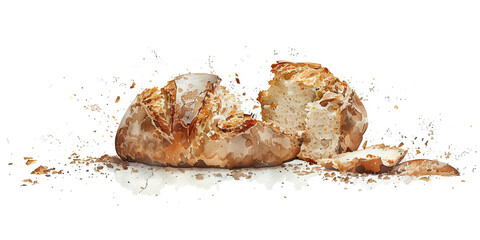 Broken Bread and Shared Sorrow - Visualize the breaking of bread as a symbol of shared sorrow and communal support, illustrating the role of religious communities in providing comfort and solidarity - obrazy, fototapety, plakaty