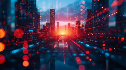 Neon Pulse: Illuminating the Cybernetic Metropolis. Futuristic Cityscape Concept with Neon Lights