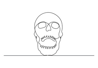 Human skull continuous one line drawing. Isolated on white background vector illustration