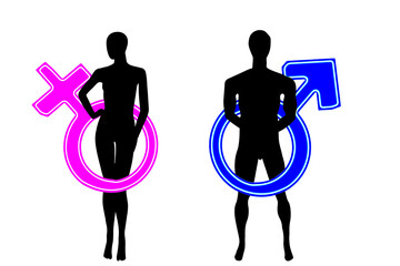 silhouette vector image of male and female gender symbol isolated on white transparent background man and woman icon