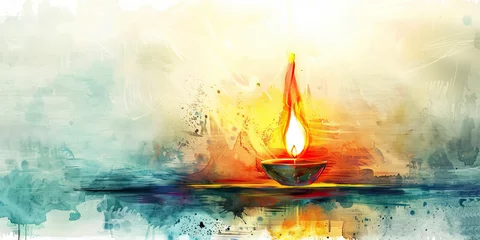 Foto op Canvas The Sacred Flame and Eternal Light - Imagine a sacred flame burning brightly, symbolizing the eternal light of hope and faith that can illuminate even the darkest moments © Lila Patel