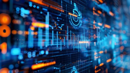 Futuristic Digital Technology and Data Analysis Display