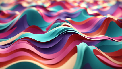  a bunch of waves that are colored pink and blue