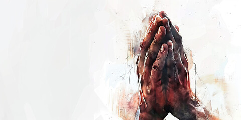The Praying Hands and Silent Tears - Imagine hands clasped in prayer with silent tears streaming down, illustrating the deep emotional expression that can accompany religious devotion in time - obrazy, fototapety, plakaty