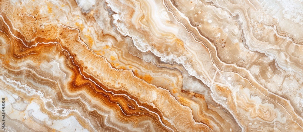 Poster marble surface with intricate brown and white patterns visible in a detailed close-up shot