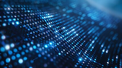 In the digital age, a technology background featuring dark space illuminated by flowing blue glowing binary code and numbers underscores the critical importance of data privacy and the safeguarding