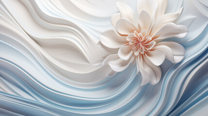 3d illustration visualized elegant wave background with floral elements. - 793508043
