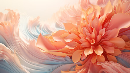 3d illustration visualized elegant wave background with floral elements. - 793508253