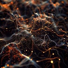 Neurons cells with glowing light. Neuroscience. 