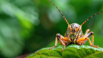 Fototapeta premium Insect wildlife resting on a verdant leaf
