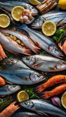 Obraz premium Variety of fresh luxury seafood. Fresh fish and seafood