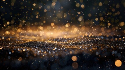 A stunning backdrop adorned with sparkling glitter and soft bokeh set against a deep black canvas