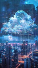 Futuristic smart city with cloud computing concept