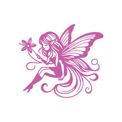 Purple and White Illustration of Beautiful Fairy