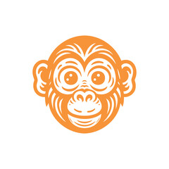 Orange and White iLlustration of Head Monkey