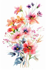 Bright and fresh spring floral bunch in watercolors, isolated clipart --ar 2:3 Job ID: ee75d585-db94-4f19-8fb2-4a6b0069d435