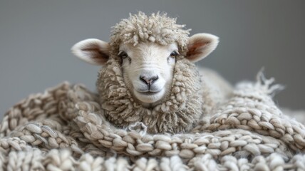 Woolly sheep on a cool morning, knitting kits and wool products displayed