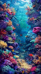 Fototapeta na wymiar Vibrant underwater coral reef ecosystem