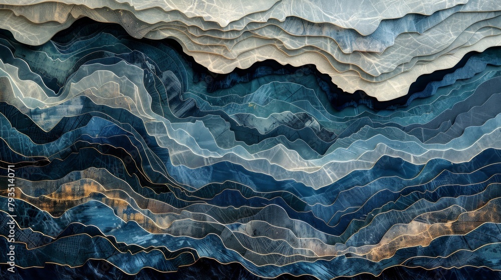 Poster an abstract background inspired by contour lines of a geological map, ai generative