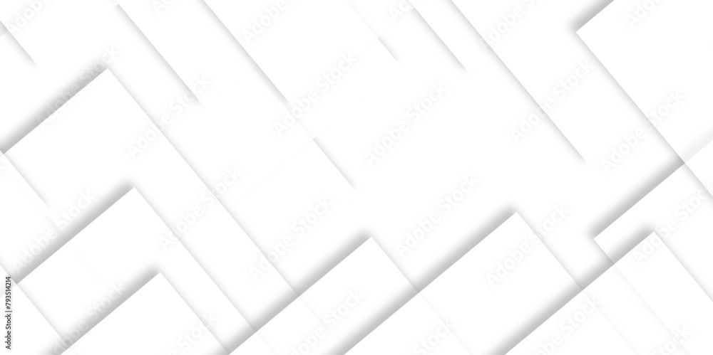 Poster abstract white background design with layers of textured white transparent material in triangle and 