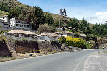 Houses along the road in the countryside outside of Latacunga, Ecuador