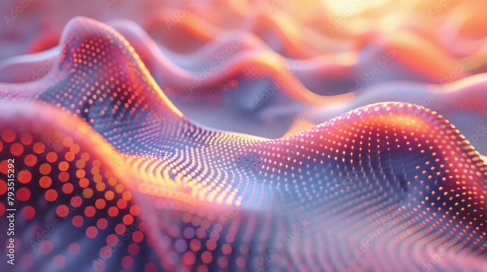 Poster iridescent and fluid 3d rendering of a modern retro-futuristic wave, designed to serve as an eye-cat