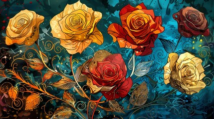Retro complex rose texture pattern illustration poster background