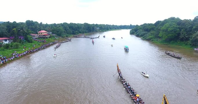 Aerial view of Boat Race Kerala Alappuzha India