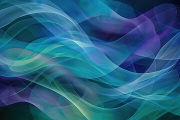 abstract background, shapes in blues and green, wave wallpaper, patterns lines and swirling shape