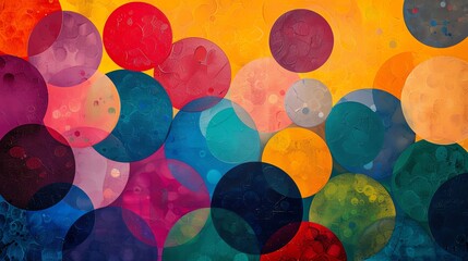 Abstract canvas of echoing polka dots expanding across a vibrant background, each dot fading in intensity to create a sense of depth and movement - obrazy, fototapety, plakaty