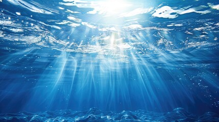 Pure water background with sun beams