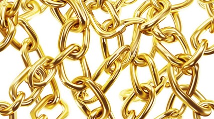 Realistic Detailed 3d Golden Chain Seamless Pattern Background on a White for Web and App Design. Vector illustration